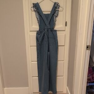 Blue Denim Overalls with Ruffle Straps
